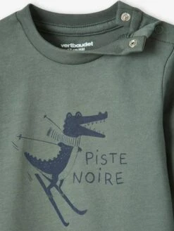 Pack Of 2 Tops, Animal & Stripes, For Babies - Green Dark 2 Color/multicolorr -PETIT BATEAU Sales Store pack of 2 tops animal stripes for babies 3