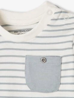 Pack Of 2 Tops, Animal & Stripes, For Babies - Green Dark 2 Color/multicolorr -PETIT BATEAU Sales Store pack of 2 tops animal stripes for babies 4