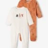 Pack Of 2 Velour "Dogs" Sleepsuits For Babies - Orange Dark 2 Color/multicol