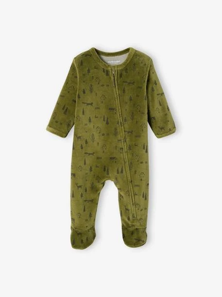Pack Of 2 Velour "Forest" Sleepsuits For Baby Boys - Green Dark 2 Color/multicolorr 6 Pack Of 2 Velour "Forest" Sleepsuits For Baby Boys - Green Dark 2 Color/multicolorr - Image 4