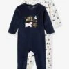 Pack Of 2 Velour Sleepsuits For Babies - Dark Blue -PETIT BATEAU Sales Store pack of 2 velour sleepsuits for babies