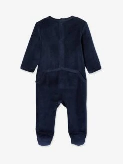 Pack Of 2 Velour Sleepsuits For Babies - Dark Blue -PETIT BATEAU Sales Store pack of 2 velour sleepsuits for babies 3