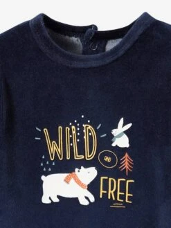 Pack Of 2 Velour Sleepsuits For Babies - Dark Blue -PETIT BATEAU Sales Store pack of 2 velour sleepsuits for babies 4