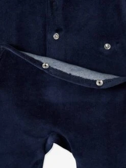 Pack Of 2 Velour Sleepsuits For Babies - Dark Blue -PETIT BATEAU Sales Store pack of 2 velour sleepsuits for babies 5