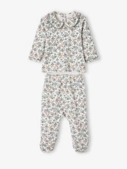 Pack Of 2 Velour Sleepsuits For Baby Girls - White Light Two Color/multicol -PETIT BATEAU Sales Store pack of 2 velour sleepsuits for baby girls 11