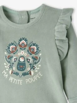 Pack Of 2 Velour Sleepsuits For Baby Girls - White Light Two Color/multicol -PETIT BATEAU Sales Store pack of 2 velour sleepsuits for baby girls 13