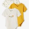 Pack Of 3 "Animals" Bodysuits For Newborn Babies - Yellow Dark 2 Color/multicol -PETIT BATEAU Sales Store pack of 3 animals bodysuits for newborn babies