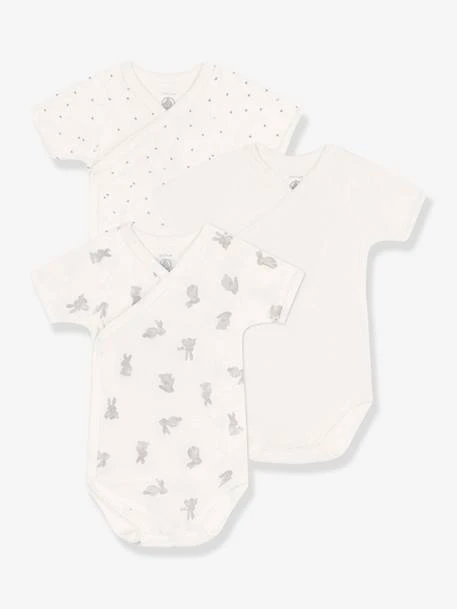 Pack Of 3 Bodysuits In Organic Cotton, For Newborn Babies, By Petit Bateau - White 3 Pack Of 3 Bodysuits In Organic Cotton, For Newborn Babies, By Petit Bateau - White