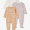 Pack Of 3 Cotton Sleepsuits For Babies - White Light Two Color/multicol -PETIT BATEAU Sales Store pack of 3 cotton sleepsuits for babies