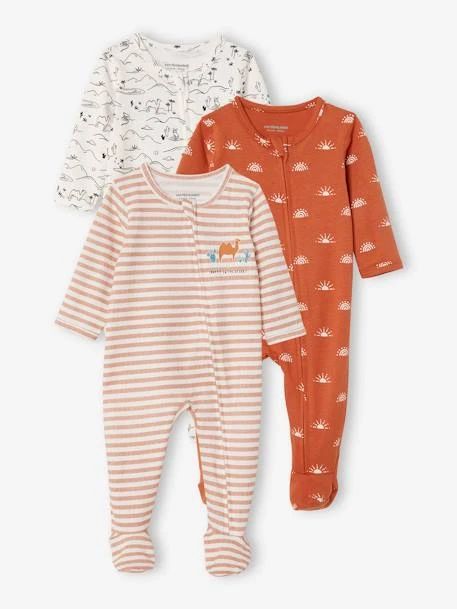 Pack Of 3 Cotton Sleepsuits For Babies, Oeko Tex® - White Light Two Color/multicol 3 Pack Of 3 Cotton Sleepsuits For Babies, Oeko Tex® - White Light Two Color/multicol