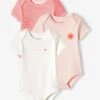 Pack Of 3 "Heart" Bodysuits With Cutaway Shoulders For Babies - Ecru -PETIT BATEAU Sales Store pack of 3 heart bodysuits with cutaway shoulders for babies