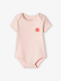 Pack Of 3 "Heart" Bodysuits With Cutaway Shoulders For Babies - Ecru -PETIT BATEAU Sales Store pack of 3 heart bodysuits with cutaway shoulders for babies 2