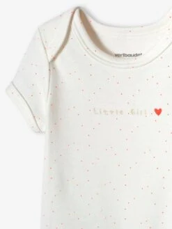 Pack Of 3 "Heart" Bodysuits With Cutaway Shoulders For Babies - Ecru -PETIT BATEAU Sales Store pack of 3 heart bodysuits with cutaway shoulders for babies 5