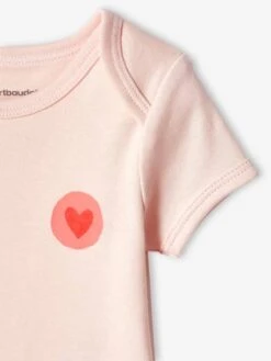 Pack Of 3 "Heart" Bodysuits With Cutaway Shoulders For Babies - Ecru -PETIT BATEAU Sales Store pack of 3 heart bodysuits with cutaway shoulders for babies 6
