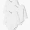 Pack Of 3 Long Sleeve Bodysuits,Full-Length Opening, Organic Collection, For Newborn Babies - White Light Two Color/multicol -PETIT BATEAU Sales Store pack of 3 long sleeve bodysuitsfull length opening organic collection for newborn babies