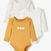 Pack Of 3 Long Sleeve "Sheep" Bodysuits With Cutaway Shoulders, For Babies - Beige Medium Two Colors/multic -PETIT BATEAU Sales Store pack of 3 long sleeve sheep bodysuits with cutaway shoulders for babies