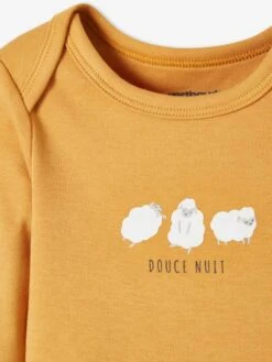 Pack Of 3 Long Sleeve "Sheep" Bodysuits With Cutaway Shoulders, For Babies - Beige Medium Two Colors/multic -PETIT BATEAU Sales Store pack of 3 long sleeve sheep bodysuits with cutaway shoulders for babies 5
