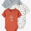 Pack Of 3 "Palm Tree" Bodysuits For Newborn Babies - Orange Dark 2 Color/multicol -PETIT BATEAU Sales Store pack of 3 palm tree bodysuits for newborn babies
