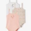 Pack Of 3 Rabbit Bodysuits, Thin Straps, For Newborn Babies - Pink Light 2 Color/multicol R -PETIT BATEAU Sales Store pack of 3 rabbit bodysuits thin straps for newborn babies