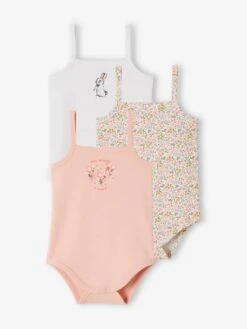 Pack Of 3 Rabbit Bodysuits, Thin Straps, For Newborn Babies - Pink Light 2 Color/multicol R