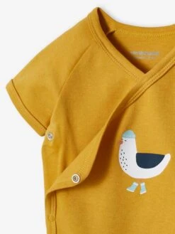 Pack Of 3 Seagull Bodysuits For Newborn Babies - Mustard -PETIT BATEAU Sales Store pack of 3 seagull bodysuits for newborn babies 5