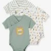 Pack Of 3 Short Sleeve Bodysuits For Newborn Babies - Light Green