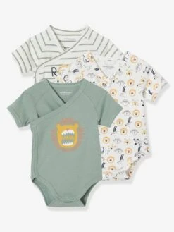 Pack Of 3 Short Sleeve Bodysuits For Newborn Babies - Light Green