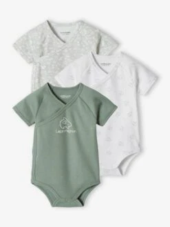 Pack Of 3 Short Sleeve Bodysuits For Newborn Babies - Aqua Green