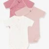 Pack Of 3 Short Sleeve Bodysuits For Newborn Babies, By Petit Bateau - Ecru