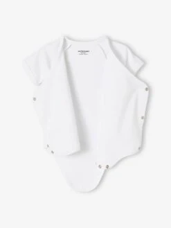 Pack Of 3 Short Sleeve Bodysuits,Full-Length Opening, Organic Collection, For Newborn Babies - White Light Two Color/multicol -PETIT BATEAU Sales Store pack of 3 short sleeve bodysuitsfull length opening organic collection for newborn babies 5