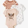 Pack Of 3 Short Sleeve "Fox" Bodysuits For Babies - Rose Beige -PETIT BATEAU Sales Store pack of 3 short sleeve fox bodysuits for babies