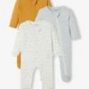 Pack Of 3 Sleepsuits In Jersey Knit For Babies - White Light Two Color/multicol -PETIT BATEAU Sales Store pack of 3 sleepsuits in jersey knit for babies