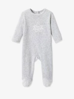 Pack Of 3 Sleepsuits In Velour, For Babies - Black -PETIT BATEAU Sales Store pack of 3 sleepsuits in velour for babies 2