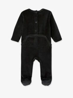 Pack Of 3 Sleepsuits In Velour, For Babies - Black -PETIT BATEAU Sales Store pack of 3 sleepsuits in velour for babies 4