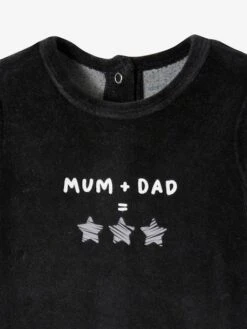 Pack Of 3 Sleepsuits In Velour, For Babies - Black -PETIT BATEAU Sales Store pack of 3 sleepsuits in velour for babies 5