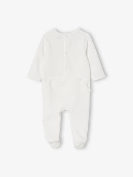 Pack Of 3 Velour Sleepsuits With Front Opening For Babies - White Light Two Color/multicol 7 Pack Of 3 Velour Sleepsuits With Front Opening For Babies - White Light Two Color/multicol - Image 5