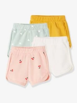 Pack Of 4 Terry Cloth Shorts, For Babies - Dark Yellow