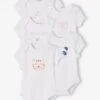 Pack Of 5 «Animals» Bodysuits, Short Sleeves, Full-Length Opening, For Babies - White Light Two Color/multicol -PETIT BATEAU Sales Store pack of 5 animals bodysuits short sleeves full length opening for babies