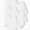 Pack Of 5 Long Sleeve Bodysuits, Full-Length Opening, For Babies - White Light Two Color/multicol -PETIT BATEAU Sales Store pack of 5 long sleeve bodysuits full length opening for babies