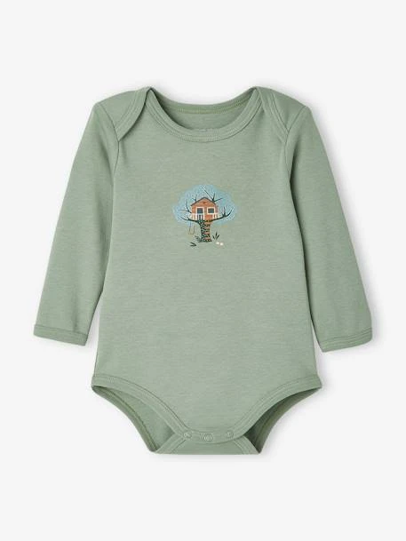 Pack Of 5 Long Sleeve Bodysuits With Cutaway Shoulders, For Babies - Green Dark 2 Color/multicolorr 4 Pack Of 5 Long Sleeve Bodysuits With Cutaway Shoulders, For Babies - Green Dark 2 Color/multicolorr - Image 2