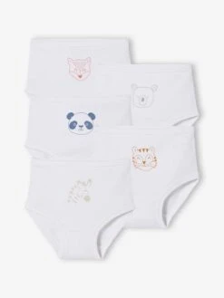 Pack Of 5 Nappy Cover Briefs In Pure Cotton, For Babies - White Light Two Color/multicol