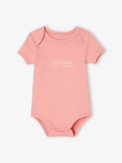 Pack Of 5 Short Sleeve Bodysuits, Daisies, For Babies - Pale Pink -PETIT BATEAU Sales Store pack of 5 short sleeve bodysuits daisies for babies 2