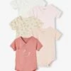 Pack Of 5 Short Sleeve Bodysuits For Newborn Babies - Pale Pink