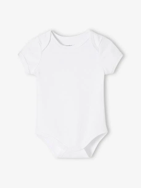 Pack Of 5 Short Sleeve Bodysuits In Interlock Knit, Full-Length Opening, For Babies - White Light Two Color/multicol 4 Pack Of 5 Short Sleeve Bodysuits In Interlock Knit, Full-Length Opening, For Babies - White Light Two Color/multicol - Image 2