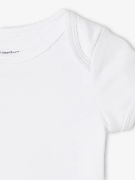 Pack Of 5 Short Sleeve Bodysuits In Interlock Knit, Full-Length Opening, For Babies - White Light Two Color/multicol 7 Pack Of 5 Short Sleeve Bodysuits In Interlock Knit, Full-Length Opening, For Babies - White Light Two Color/multicol - Image 5