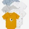 Pack Of 5 Short Sleeve Bodysuits, Seagull, Front Opening, For Newborn Babies - Dark Yellow -PETIT BATEAU Sales Store pack of 5 short sleeve bodysuits seagull front opening for newborn babies
