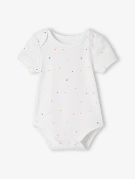 Pack Of 5 Short Sleeve "Fruits" Bodysuits For Babies - White Light Two Color/multicol 6 Pack Of 5 Short Sleeve "Fruits" Bodysuits For Babies - White Light Two Color/multicol - Image 4