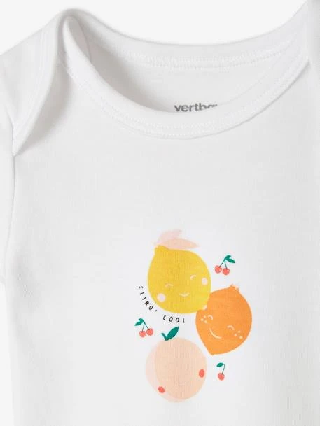 Pack Of 5 Short Sleeve "Fruits" Bodysuits For Babies - White Light Two Color/multicol 10 Pack Of 5 Short Sleeve "Fruits" Bodysuits For Babies - White Light Two Color/multicol - Image 8