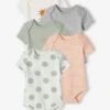 Pack Of 5 Short Sleeve "sunshine" Bodysuits For Babies - Aqua Green