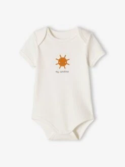 Pack Of 5 Short Sleeve "sunshine" Bodysuits For Babies - Aqua Green -PETIT BATEAU Sales Store pack of 5 short sleeve sunshine bodysuits for babies 7
